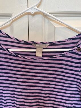 Banana Republic Lavender and Navy Striped Boatneck Top